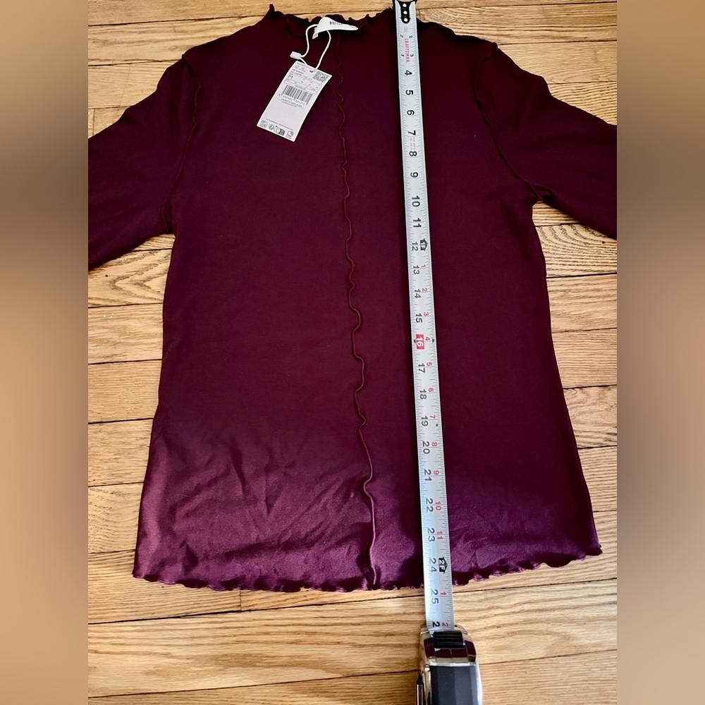 Mango Purple Long Sleeve Top Size M NWT Lettuce Hem - Picture 5 of 6